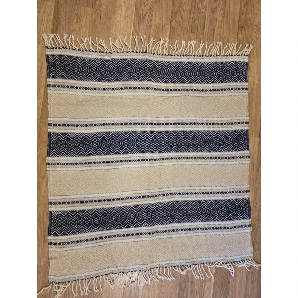 FARIBO THROW LAP BLANKET 100% WOOL BOHO 44